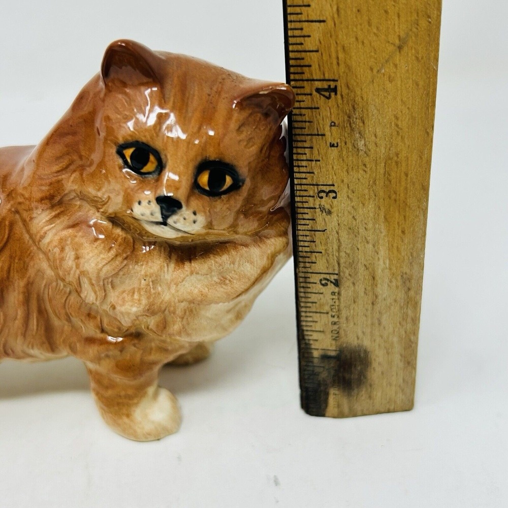 Beswick Persian Cat Ginger Orange Glossy 80s Collectible Figure 5" Tall - Picture 9 of 12